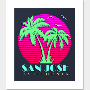 San Jose California Palm Trees Sunset Posters and Art